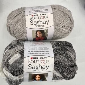 2 Red Heart Boutique Sashay Metallic Sparkle Yarn DIAMONDS / PLATINUM Silver